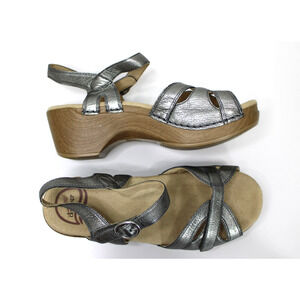 Dansko Season Sandals Women's US 6.5-7 EU 37 Graphite Nappa Slingback Wedge